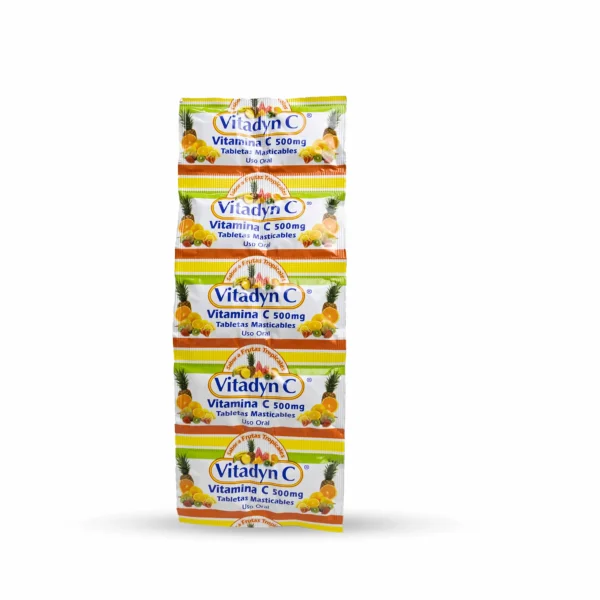 Vitadyn C </br>24 Tiras Tabletas Masticables Sabor a Frutas Tropicales - Image 3