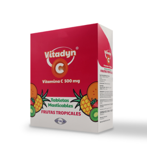 Vitadyn C </br>24 Tiras Tabletas Masticables Sabor a Frutas Tropicales